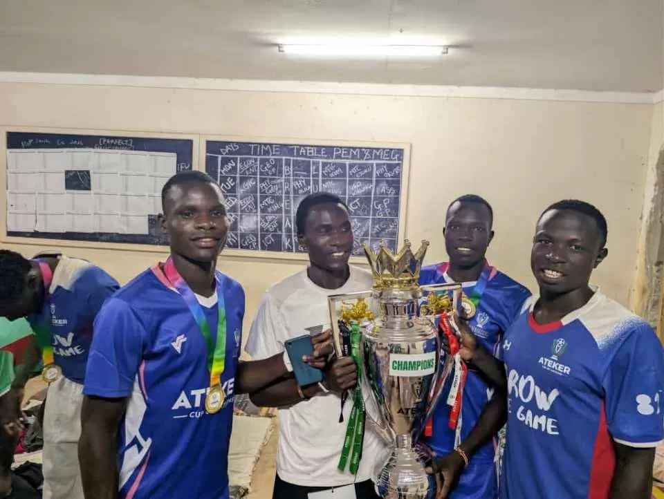 A section of Obucuun Border FC holding the Ateker cup